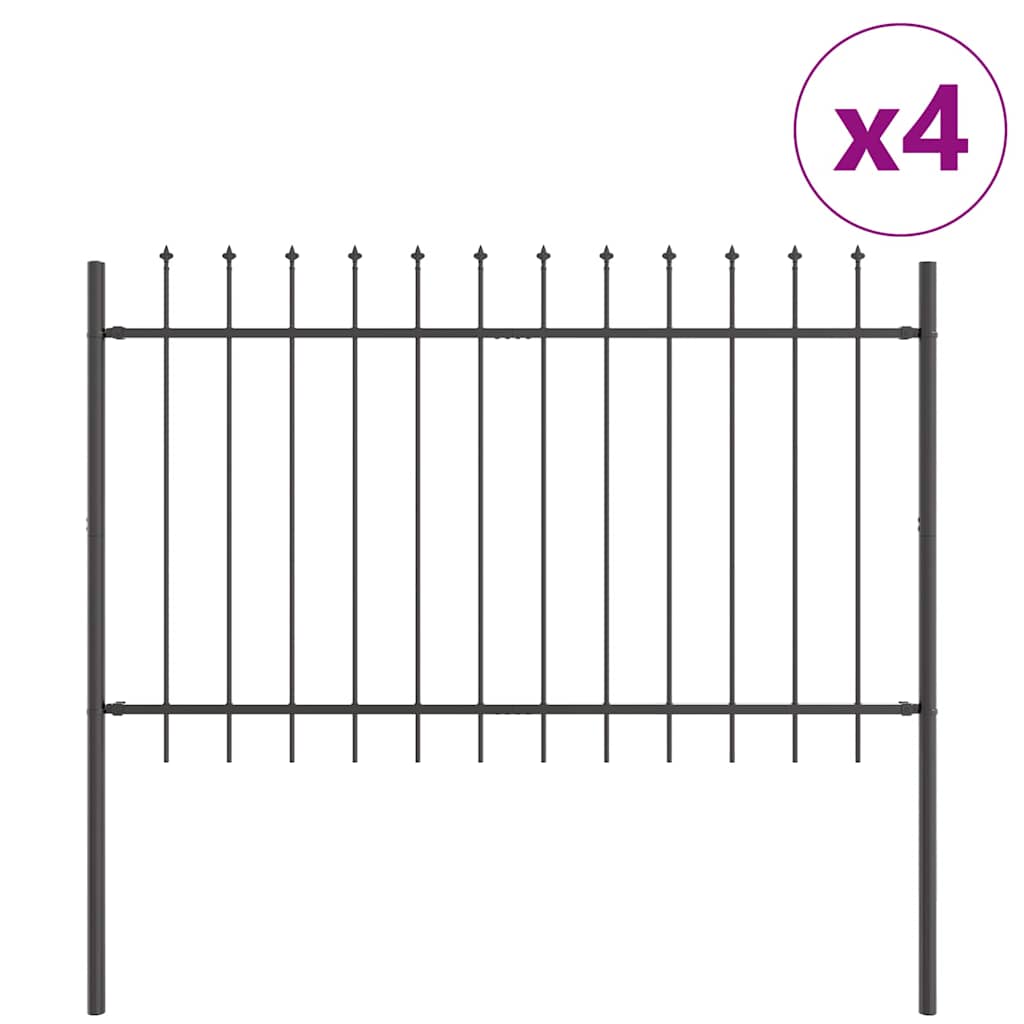 Garden Fence 4 pcs Grey 6.8 x 1 m Powder-coated Steel