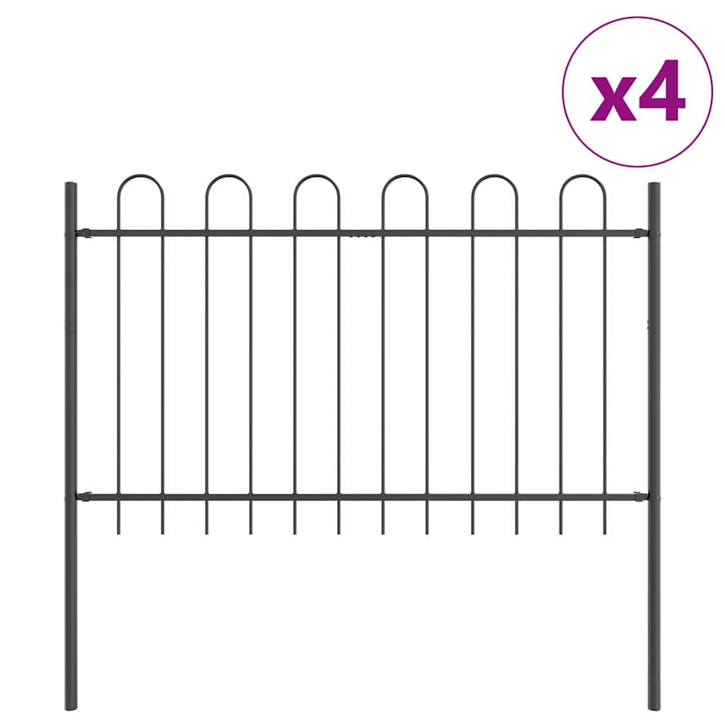 Garden Fence 4 pcs Grey 6.8 x 0.8 m Powder-coated Steel