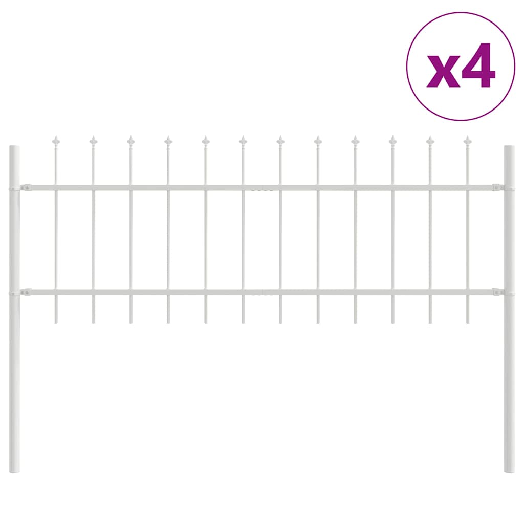 Garden Fence 4 pcs White 6.8 x 0.6 m Powder-coated Steel