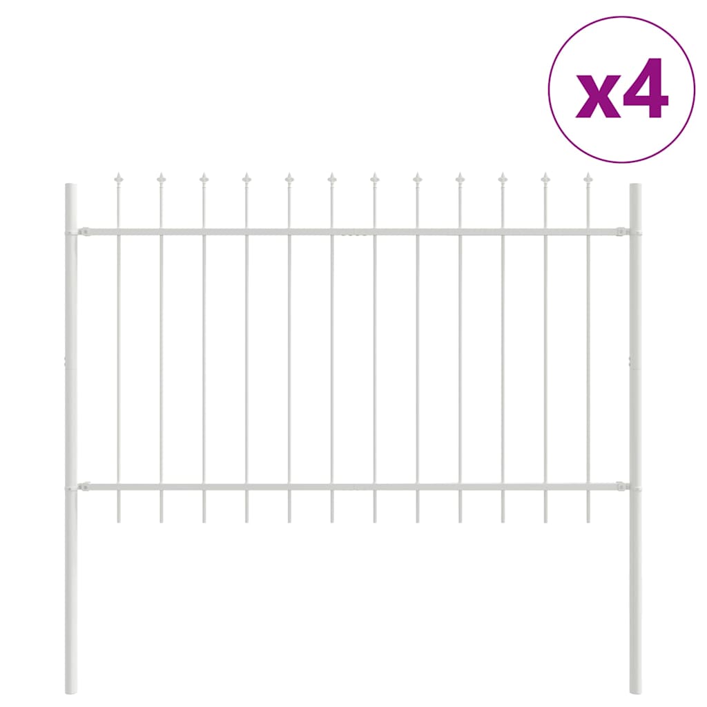 Garden Fence 4 pcs White 6.8 x 1.2 m Powder-coated Steel