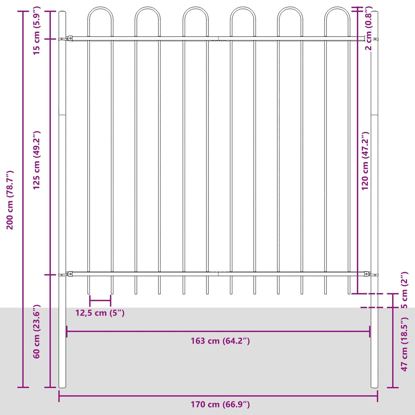 Garden Fence 4 pcs White 6.8 x 1 m Powder-coated Steel