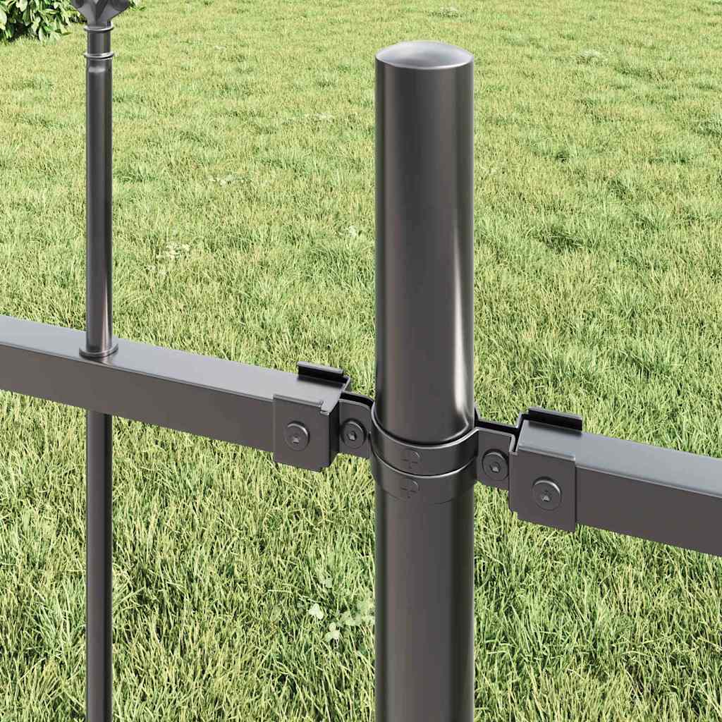 Garden Fence 5 pcs Grey 8.5 x 1 m Powder-coated Steel