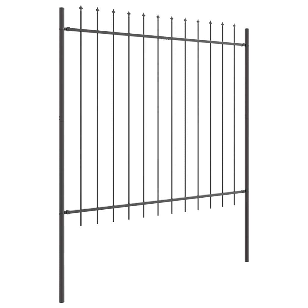 Garden Fence 5 pcs Grey 8.5 x 1.5 m Powder-coated Steel