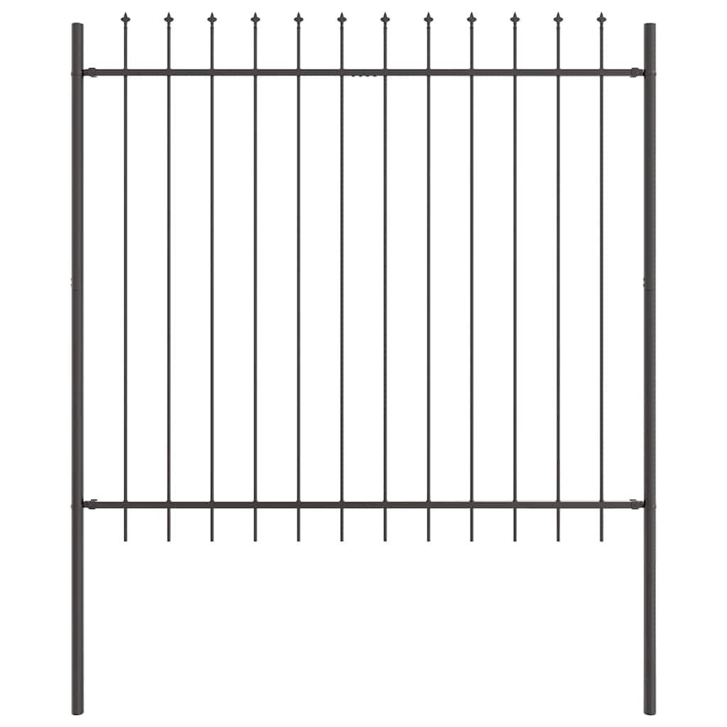 Garden Fence 5 pcs Grey 8.5 x 1.5 m Powder-coated Steel