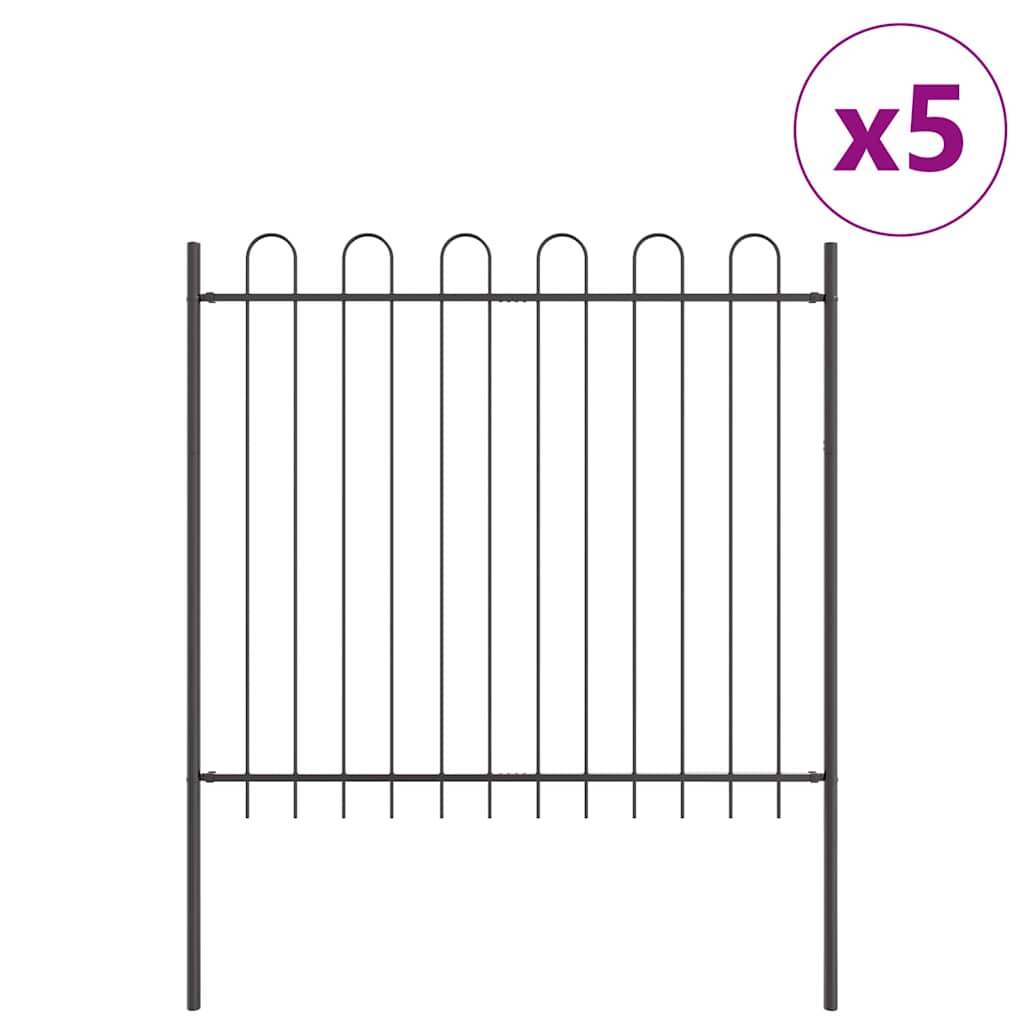 Garden Fence 5 pcs Grey 8.5 x 1.5 m Powder-coated Steel