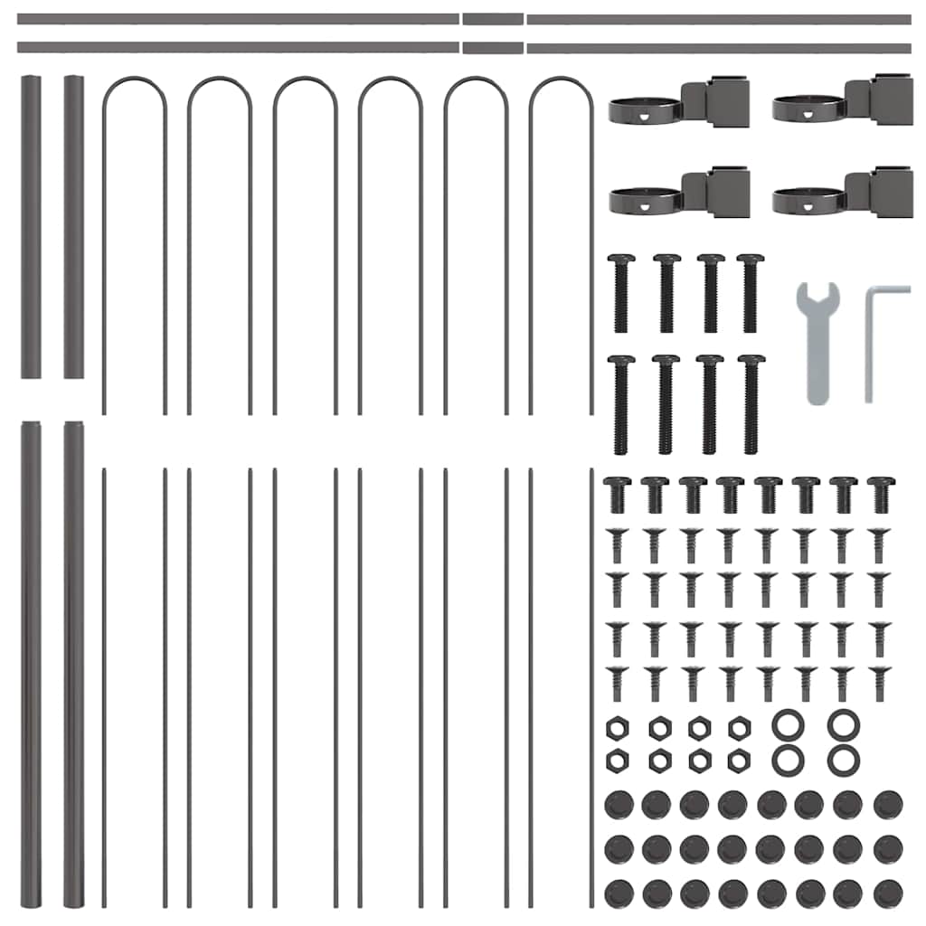 Garden Fence 5 pcs Grey 8.5 x 1.5 m Powder-coated Steel