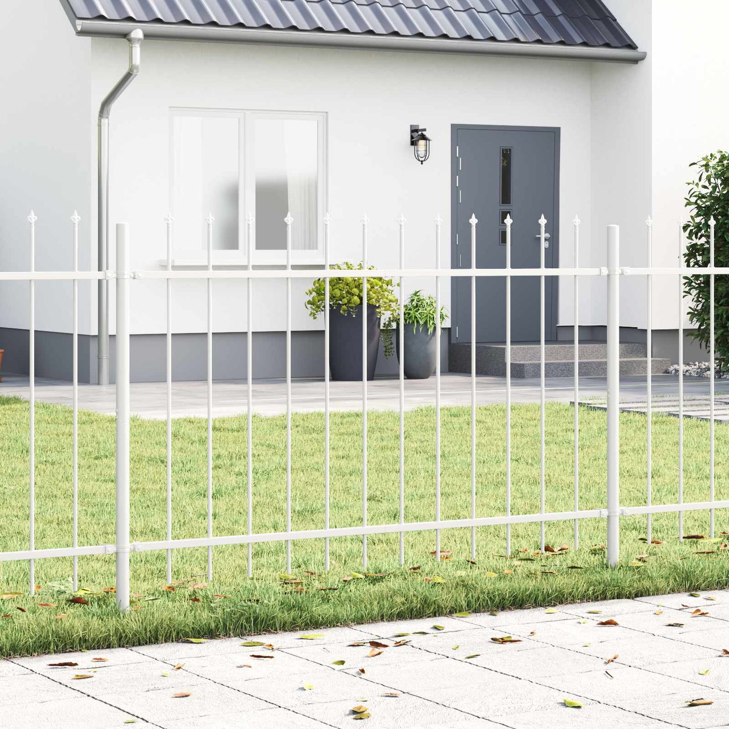 Garden Fence 5 pcs White 8.5 x 0.8 m Powder-coated Steel