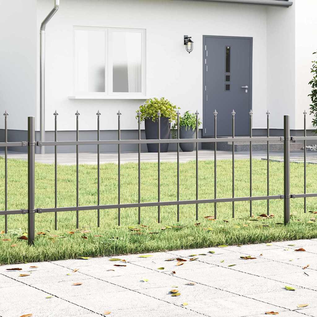 Garden Fence 6 pcs Grey 10.2 x 0.6 m Powder-coated Steel