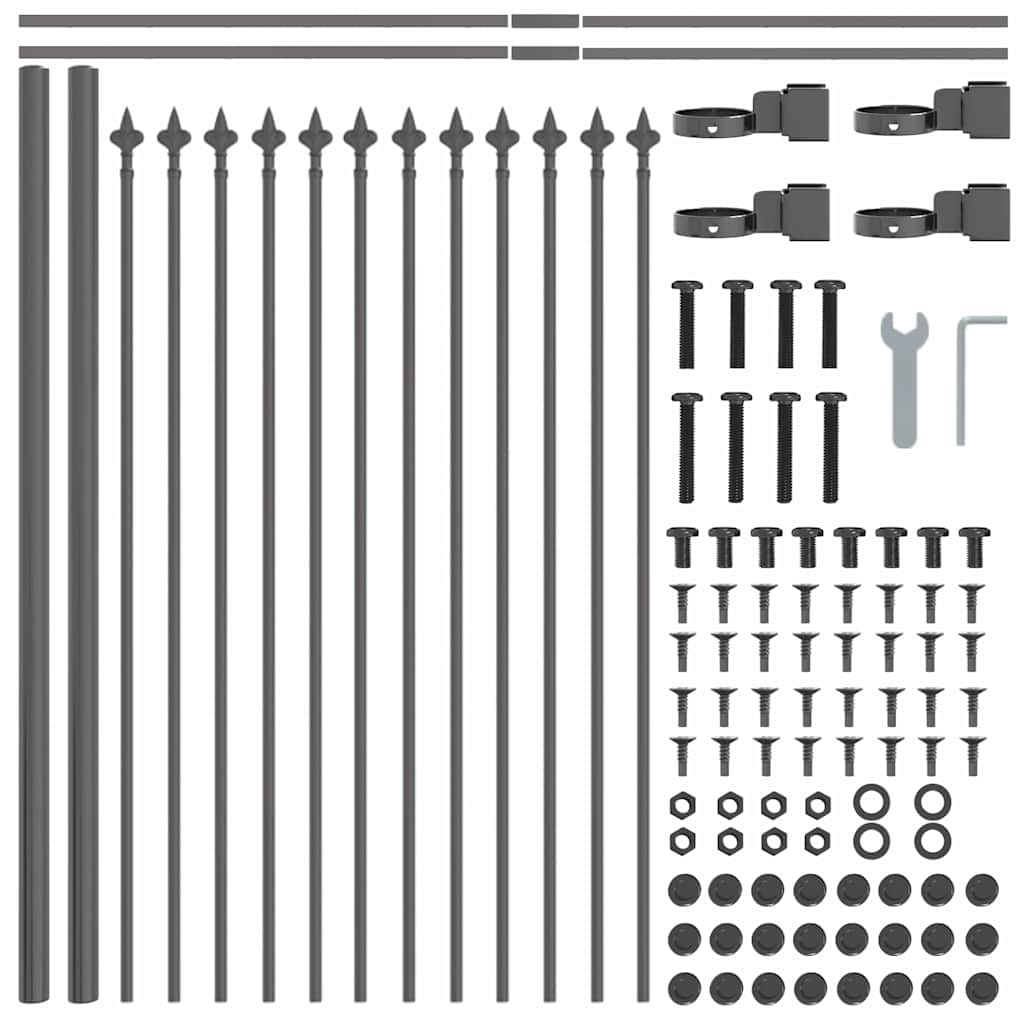 Garden Fence 6 pcs Grey 10.2 x 0.6 m Powder-coated Steel