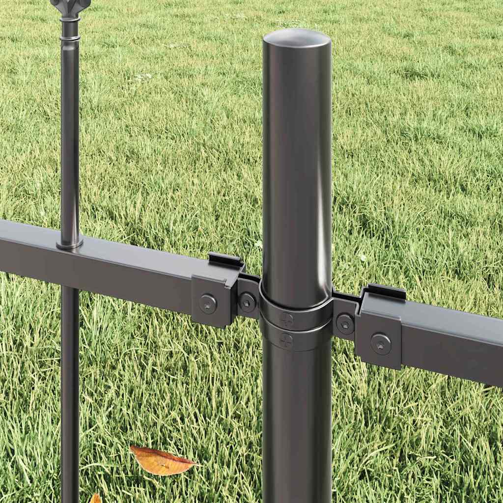 Garden Fence 6 pcs Grey 10.2 x 1.5 m Powder-coated Steel