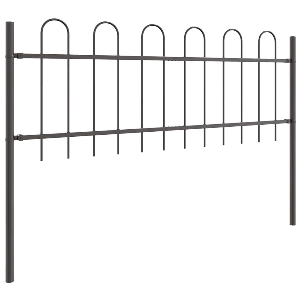 Garden Fence 6 pcs Grey 10.2 x 0.6 m Powder-coated Steel