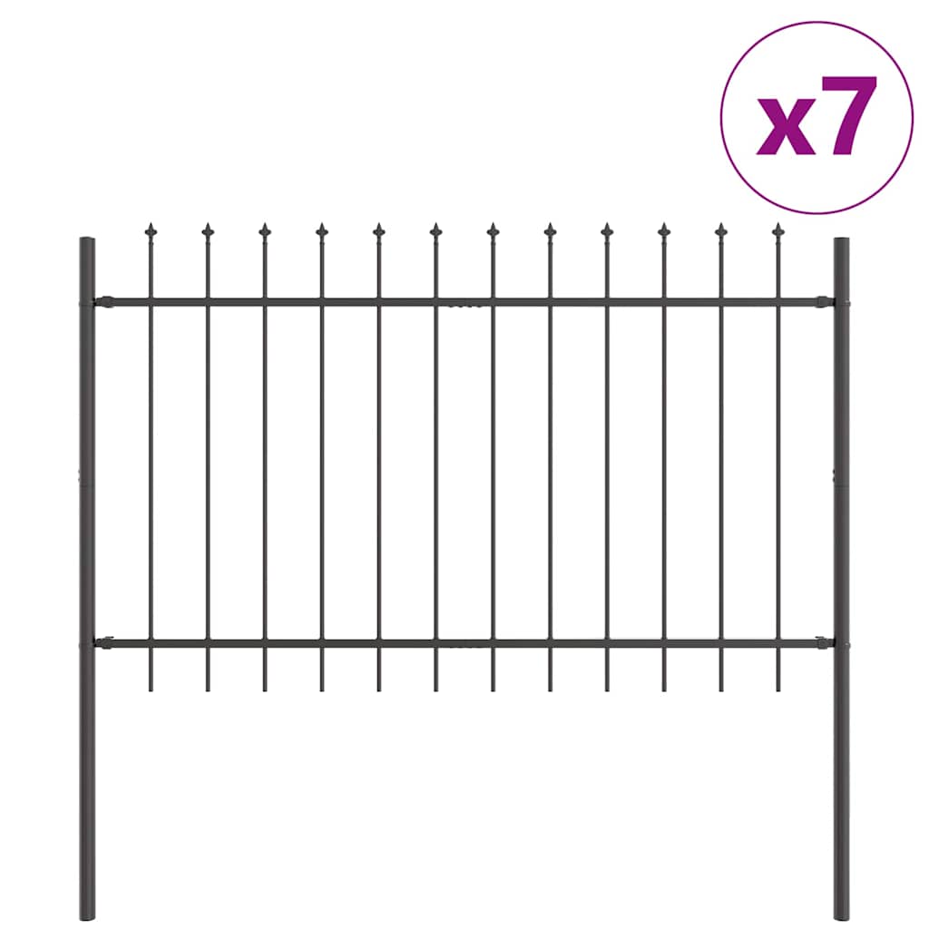 Garden Fence 7 pcs Grey 11.9 x 1.2 m Powder-coated Steel
