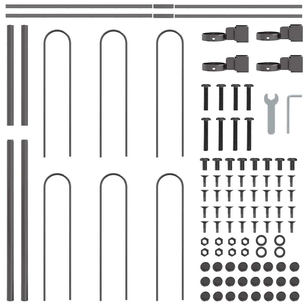 Garden Fence 7 pcs Grey 11.9 x 1 m Powder-coated Steel