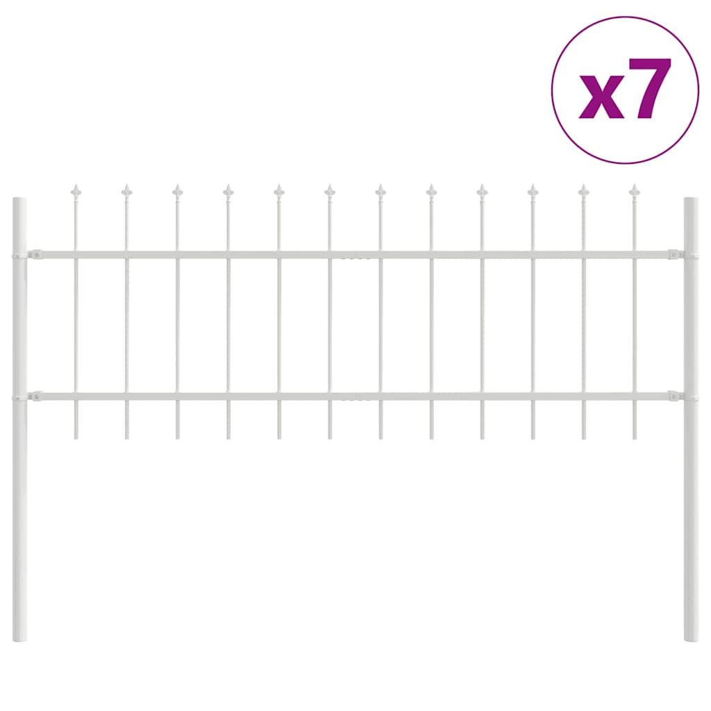Garden Fence 7 pcs White 11.9 x 0.6 m Powder-coated Steel