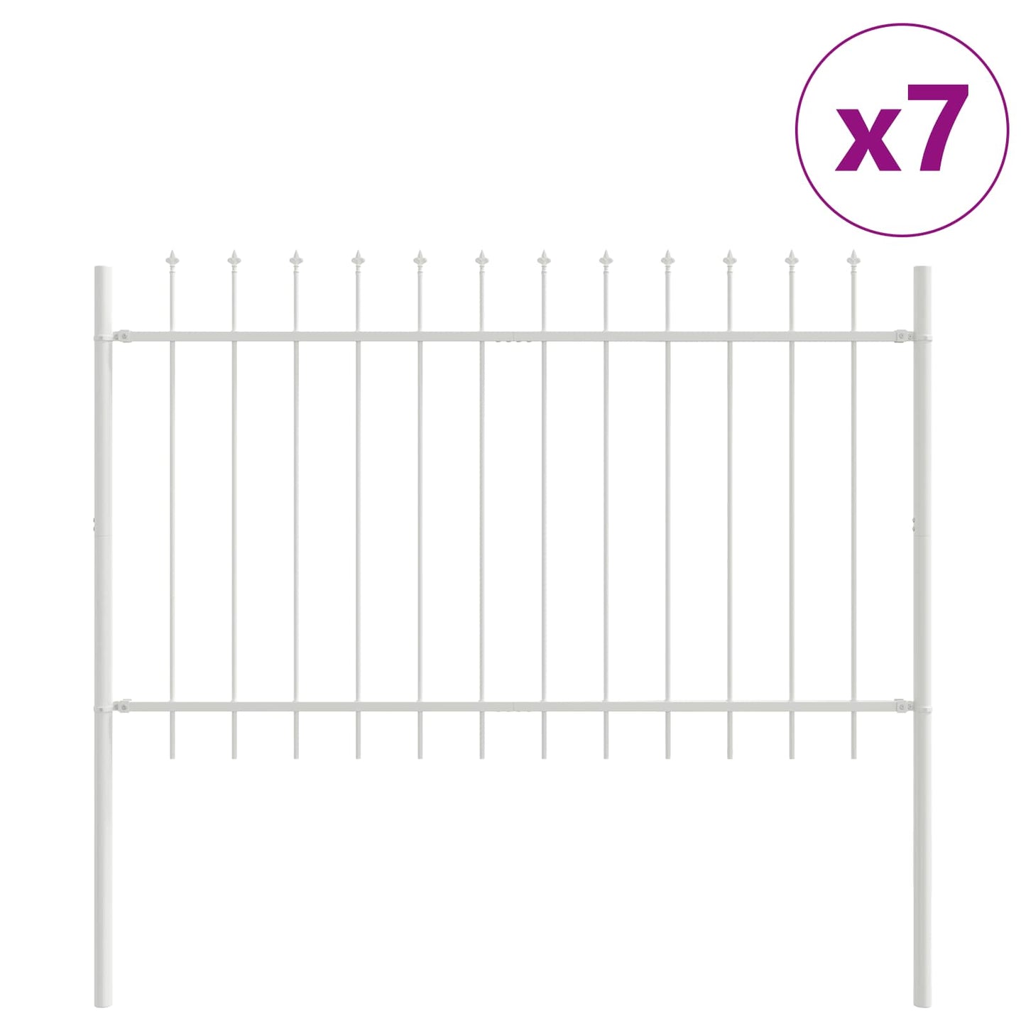 Garden Fence 7 pcs White 11.9 x 1.2 m Powder-coated Steel