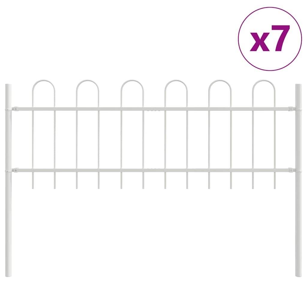 Garden Fence 7 pcs White 11.9 x 0.6 m Powder-coated Steel