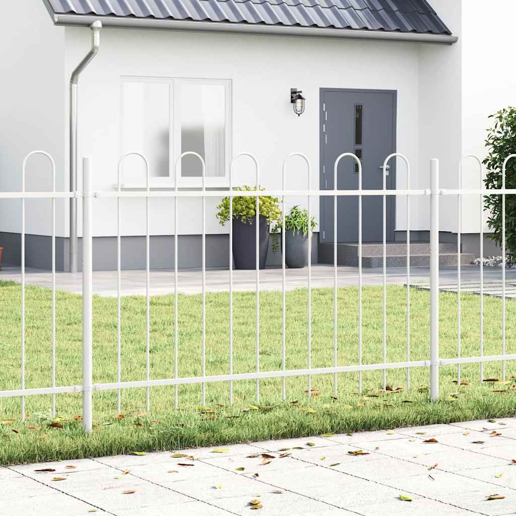 Garden Fence 7 pcs White 11.9 x 1 m Powder-coated Steel
