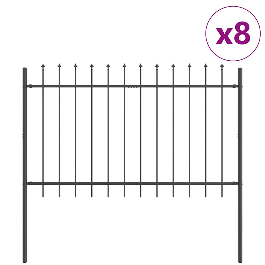Garden Fence 8 pcs Grey 13.6 x 1.2 m Powder-coated Steel