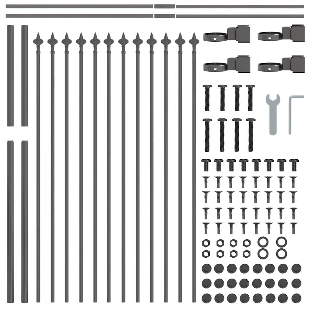Garden Fence 8 pcs Grey 13.6 x 1.2 m Powder-coated Steel