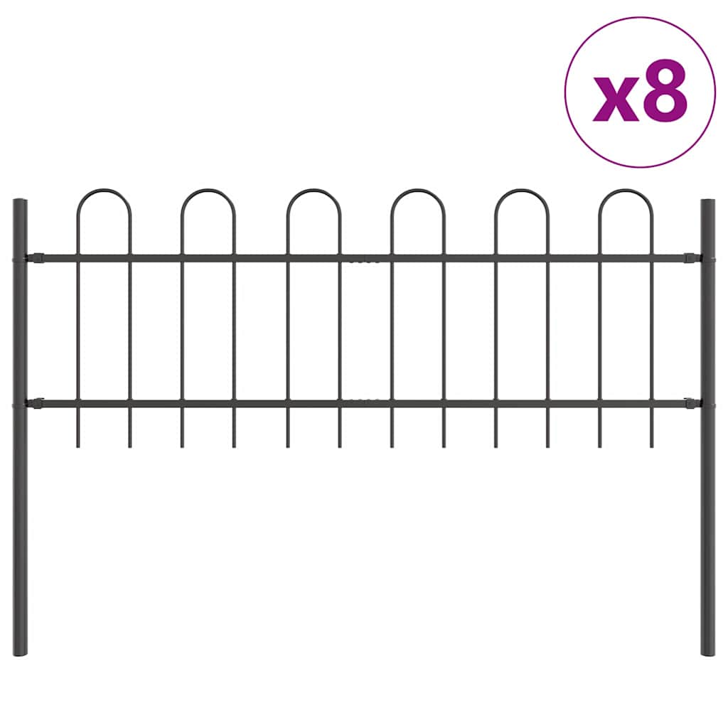 Garden Fence 8 pcs Grey 13.6 x 0.6 m Powder-coated Steel