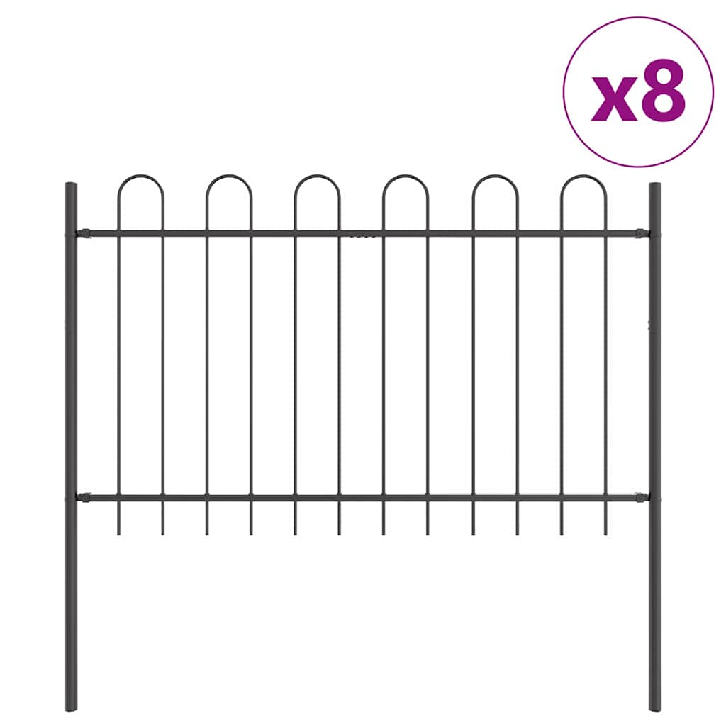 Garden Fence 8 pcs Grey 13.6 x 1 m Powder-coated Steel
