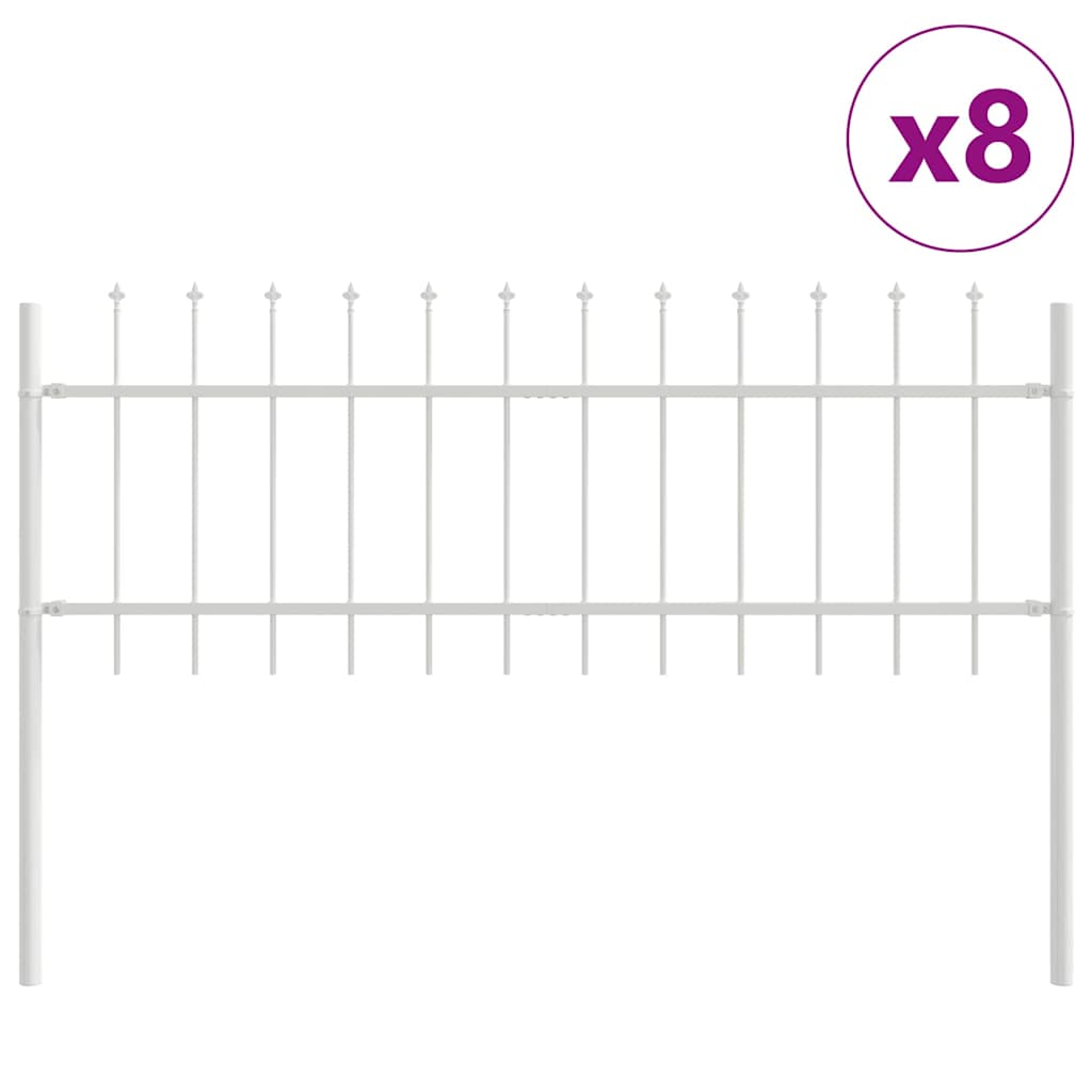 Garden Fence 8 pcs White 13.6 x 0.6 m Powder-coated Steel
