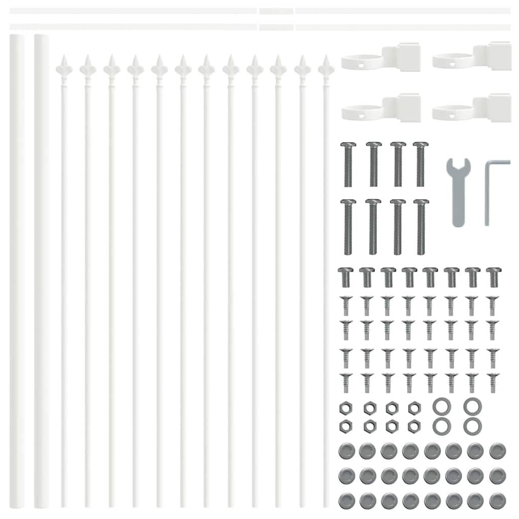 Garden Fence 8 pcs White 13.6 x 0.6 m Powder-coated Steel