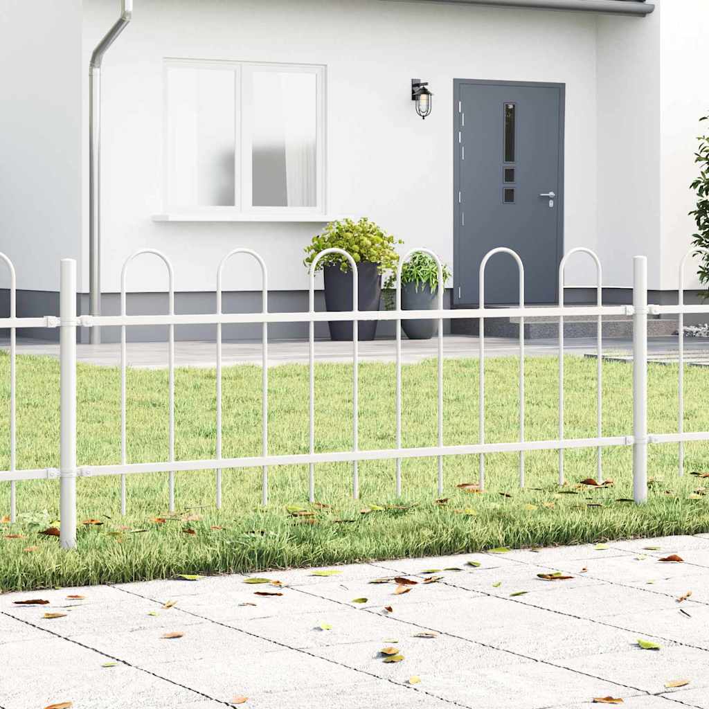 Garden Fence 8 pcs White 13.6 x 0.6 m Powder-coated Steel