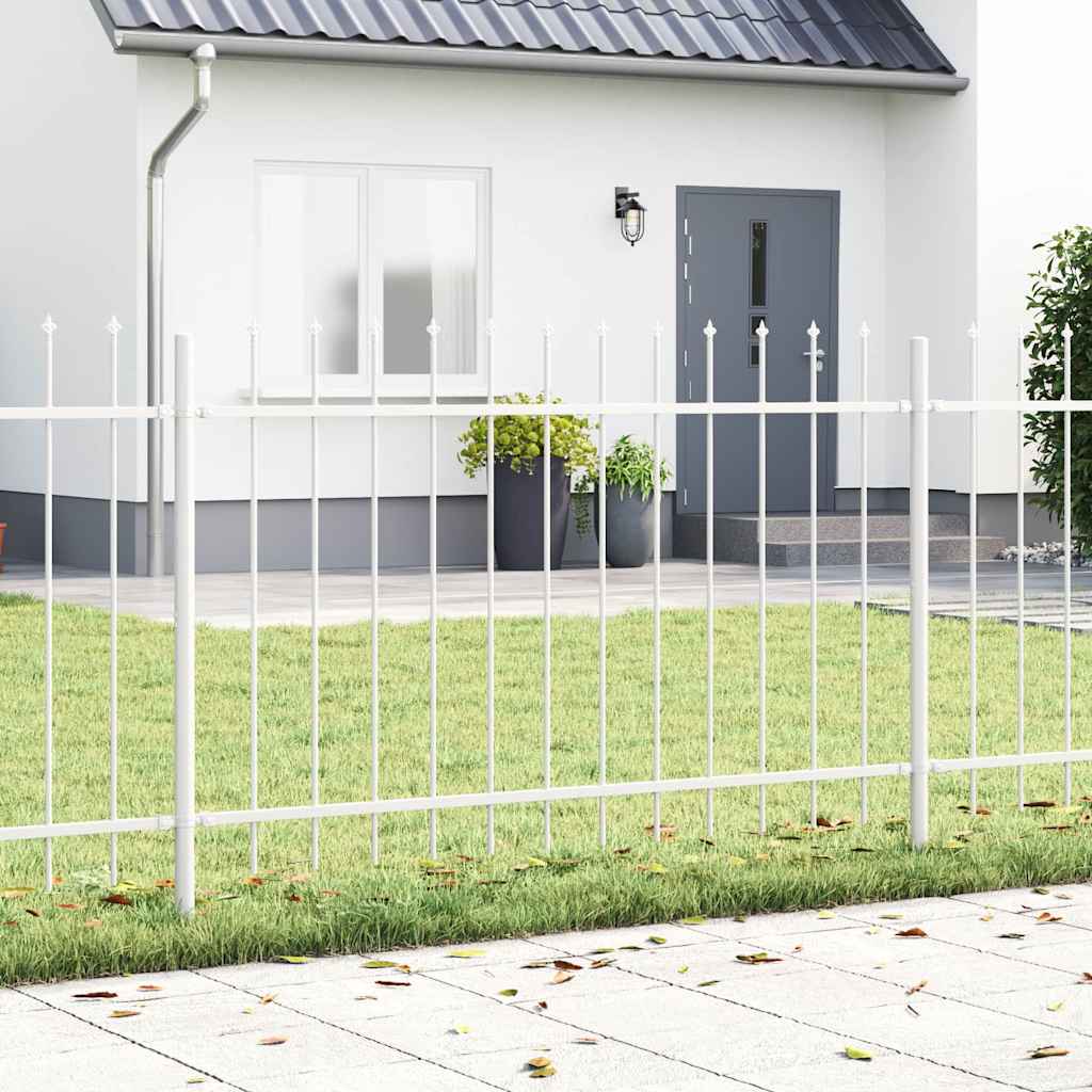 Garden Fence 9 pcs White 15.3 x 0.8 m Powder-coated Steel