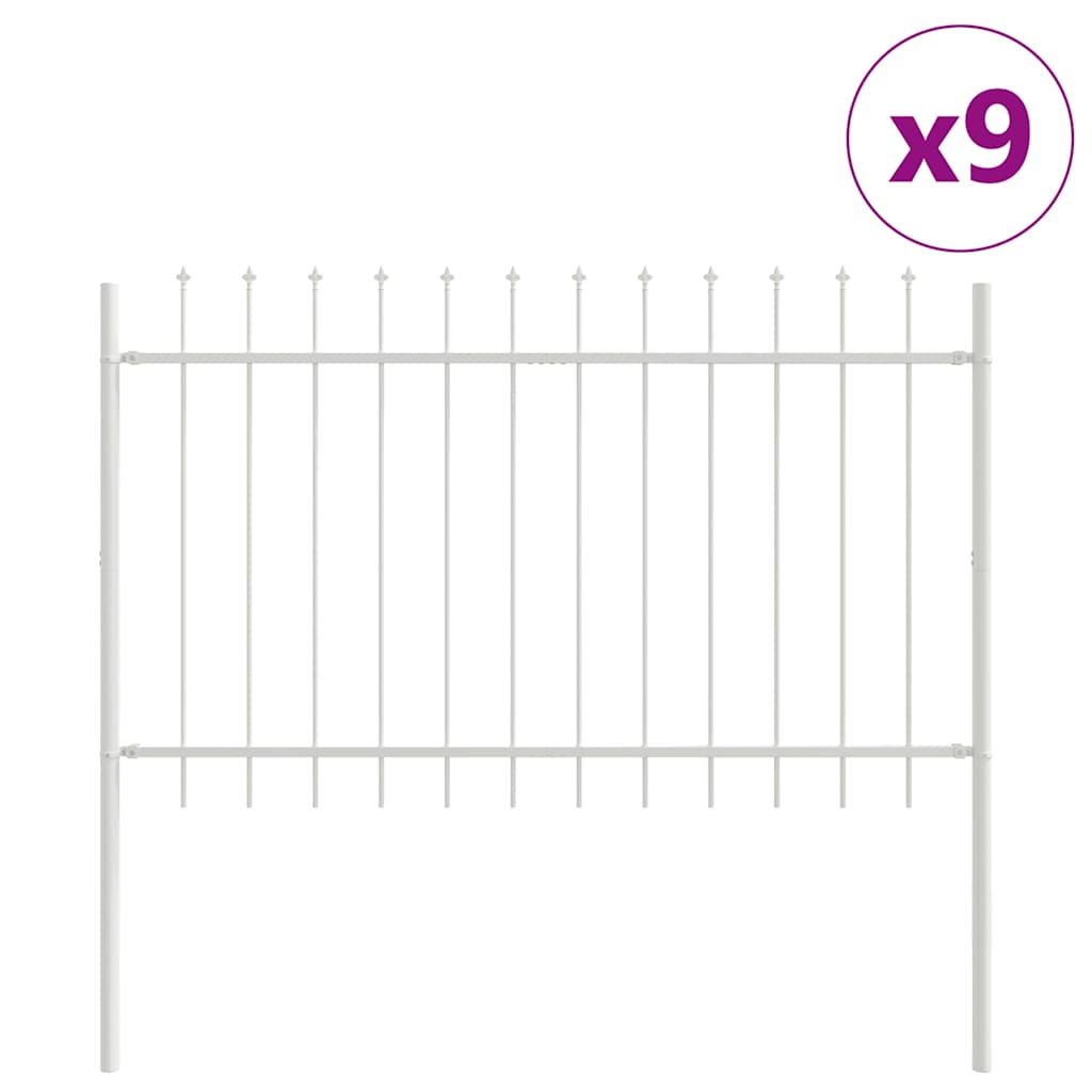 Garden Fence 9 pcs White 15.3 x 1 m Powder-coated Steel