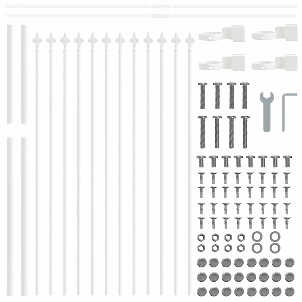 Garden Fence 9 pcs White 15.3 x 1 m Powder-coated Steel