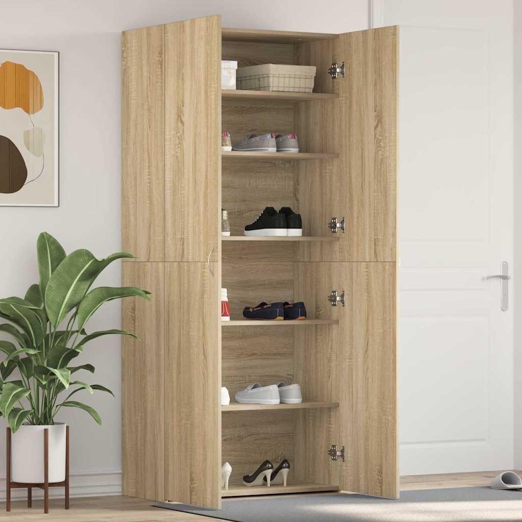 Shoe Cabinet 80 x 35.5 x 180 cm Engineered Wood Brown