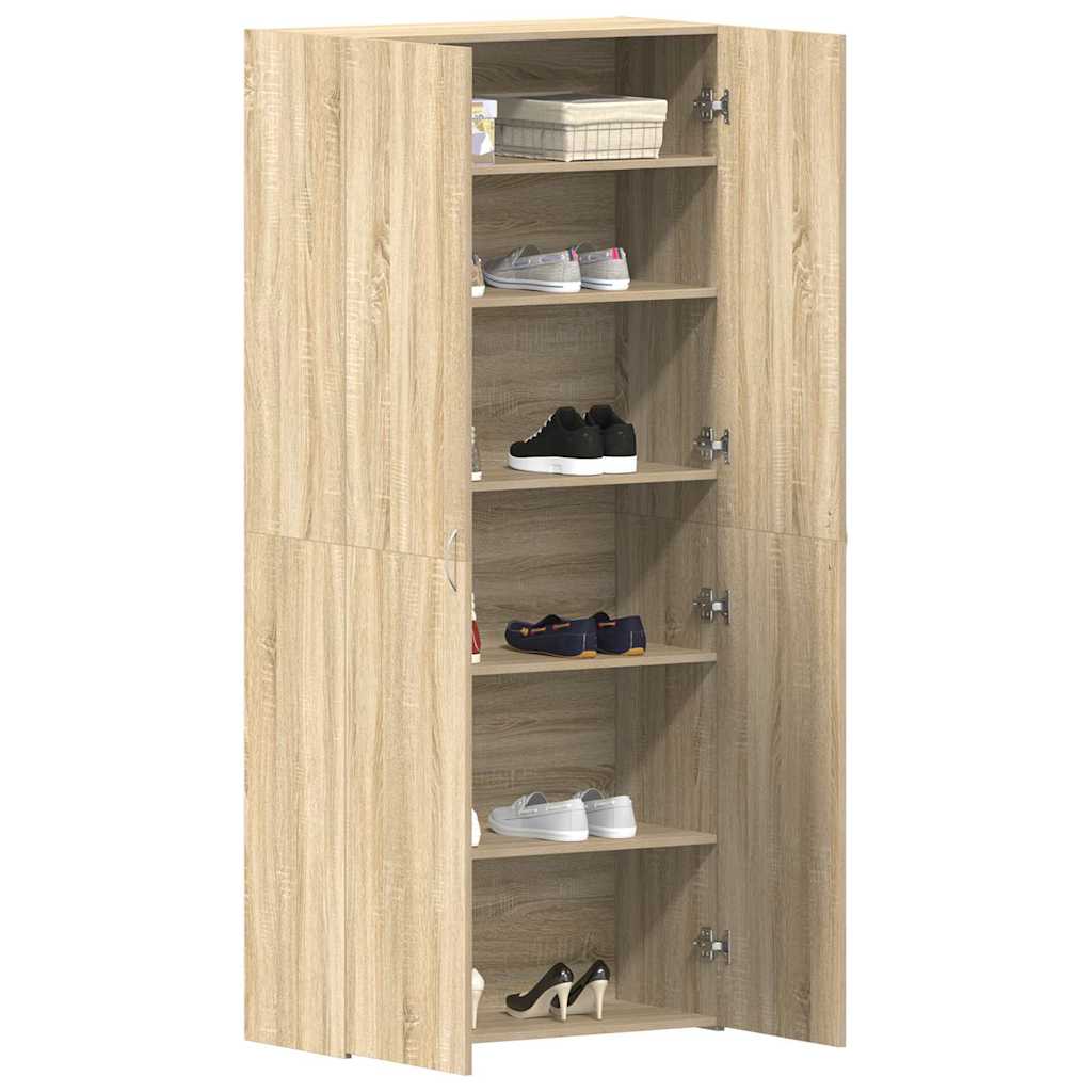 Shoe Cabinet 80 x 35.5 x 180 cm Engineered Wood Brown