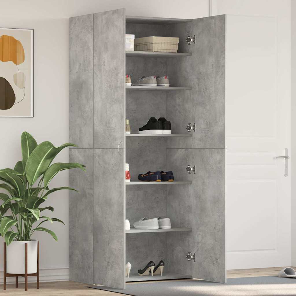 Shoe Cabinet 80 x 35.5 x 180 cm Engineered Wood Grey