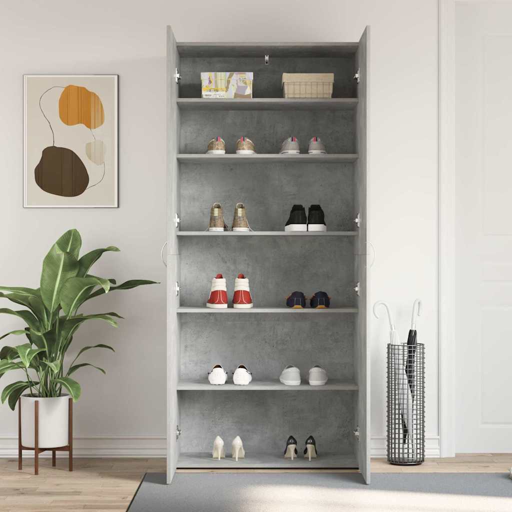 Shoe Cabinet 80 x 35.5 x 180 cm Engineered Wood Grey