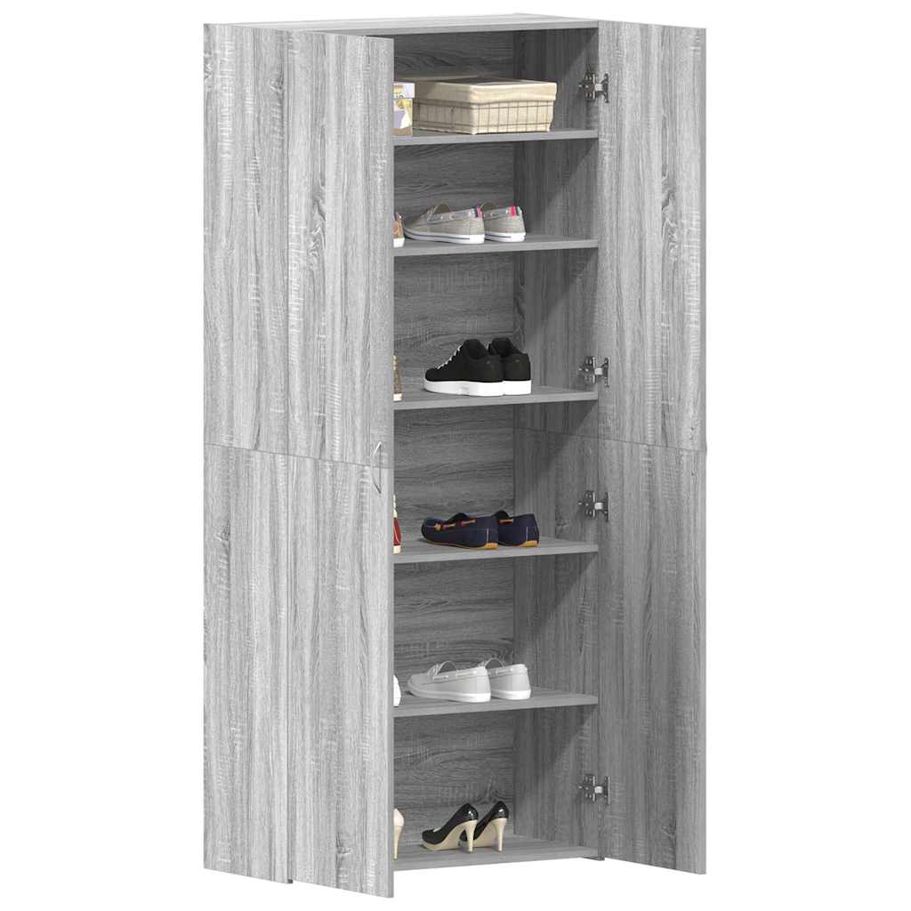 Shoe Cabinet 80 x 35.5 x 180 cm Engineered Wood Grey