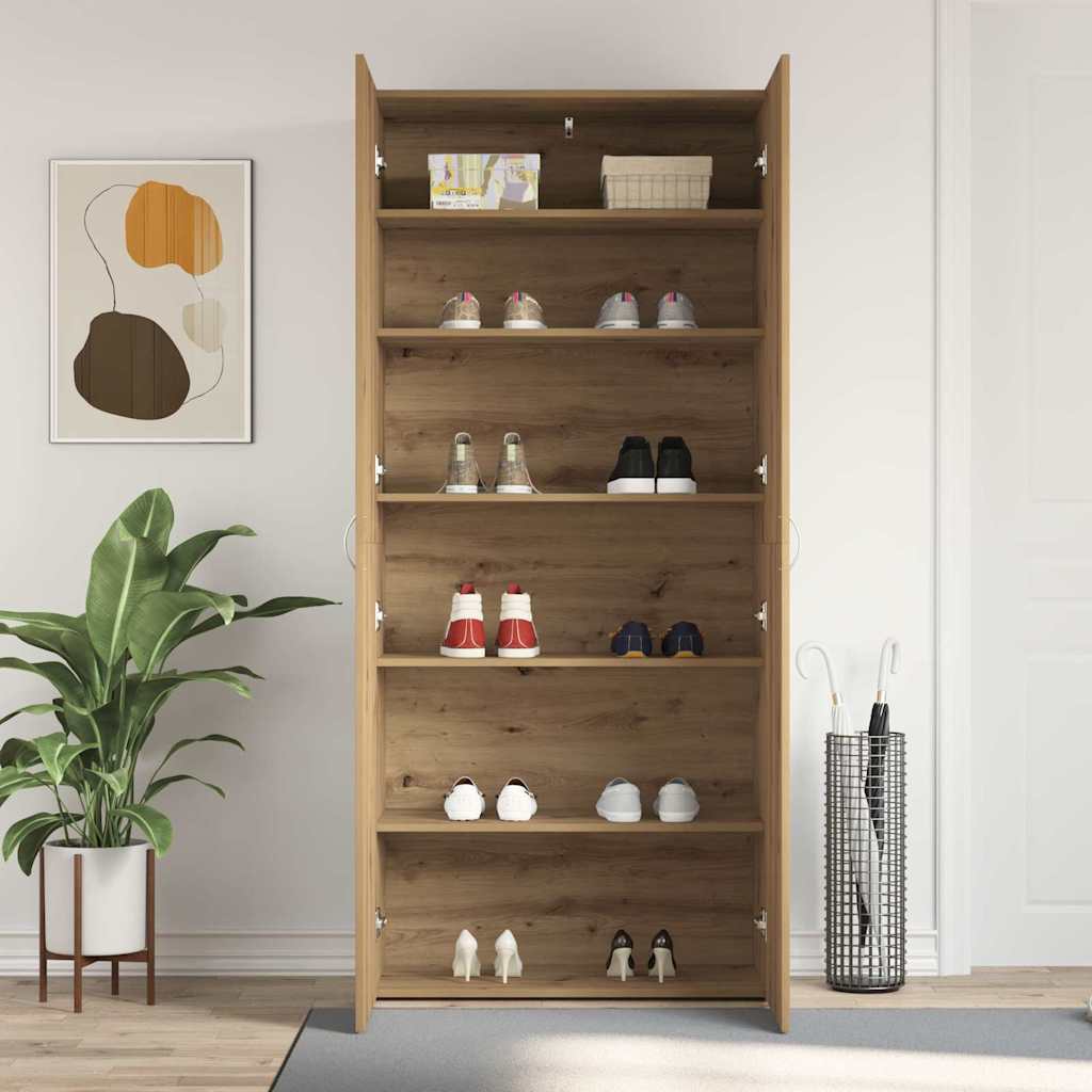 Shoe Cabinet 80 x 35.5 x 180 cm Engineered Wood Brown