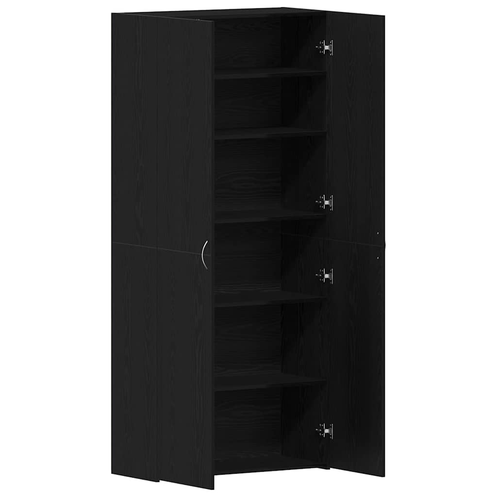 Shoe Cabinet 80 x 35.5 x 180 cm Engineered Wood Black