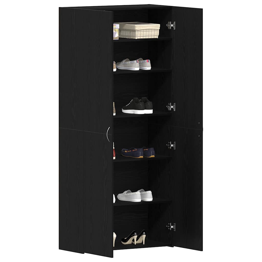Shoe Cabinet 80 x 35.5 x 180 cm Engineered Wood Black