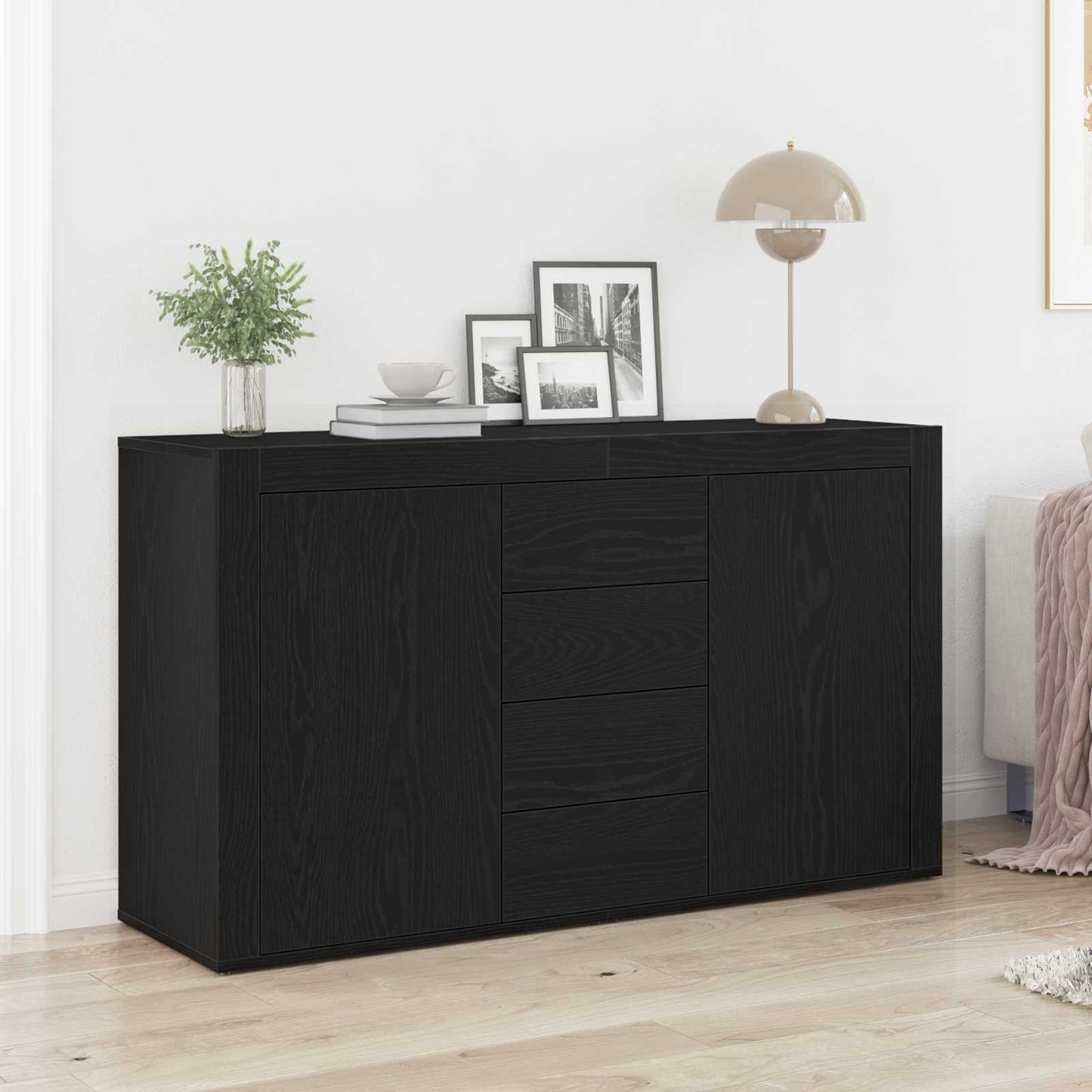 Sideboard Black Oak 120 x 36 x 69 cm Engineered Wood