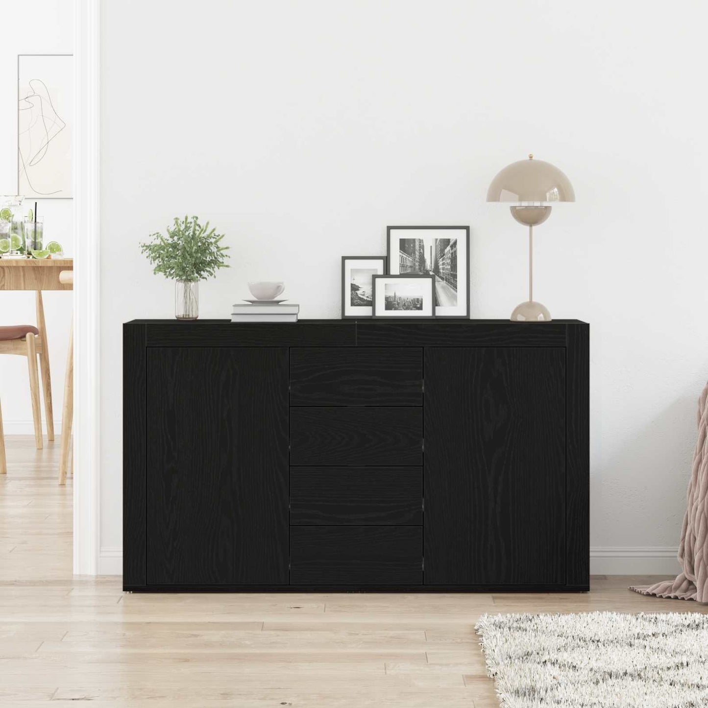 Sideboard Black Oak 120 x 36 x 69 cm Engineered Wood