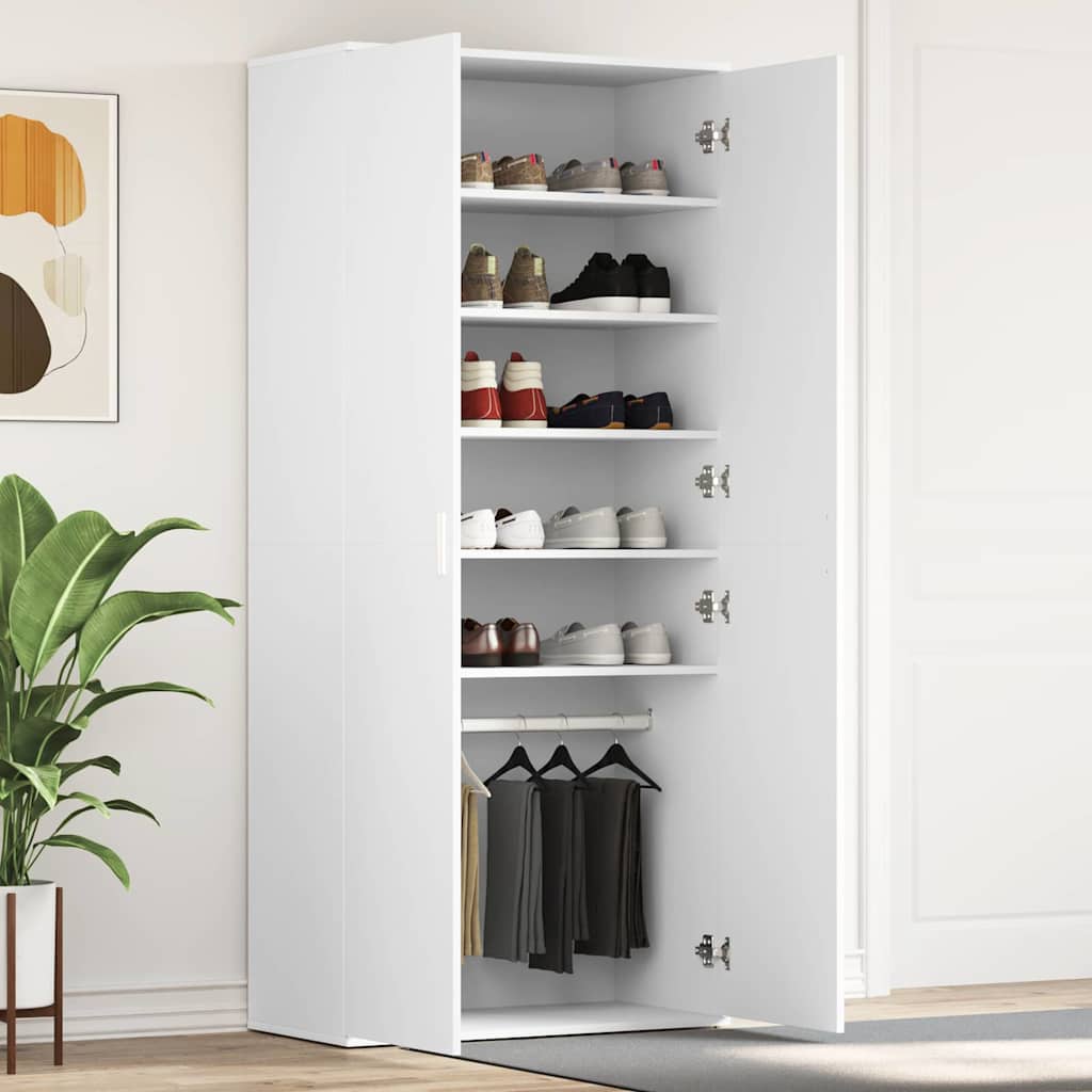 Shoe Cabinet 80 x 39 x 178 cm Engineered Wood White