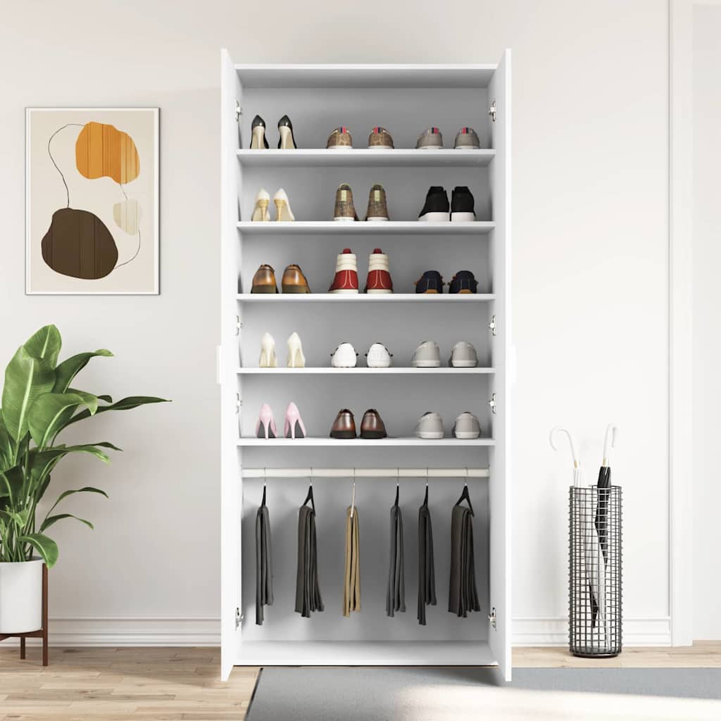 Shoe Cabinet with Shelf White 80 x 39 x 178 cm Engineered Wood