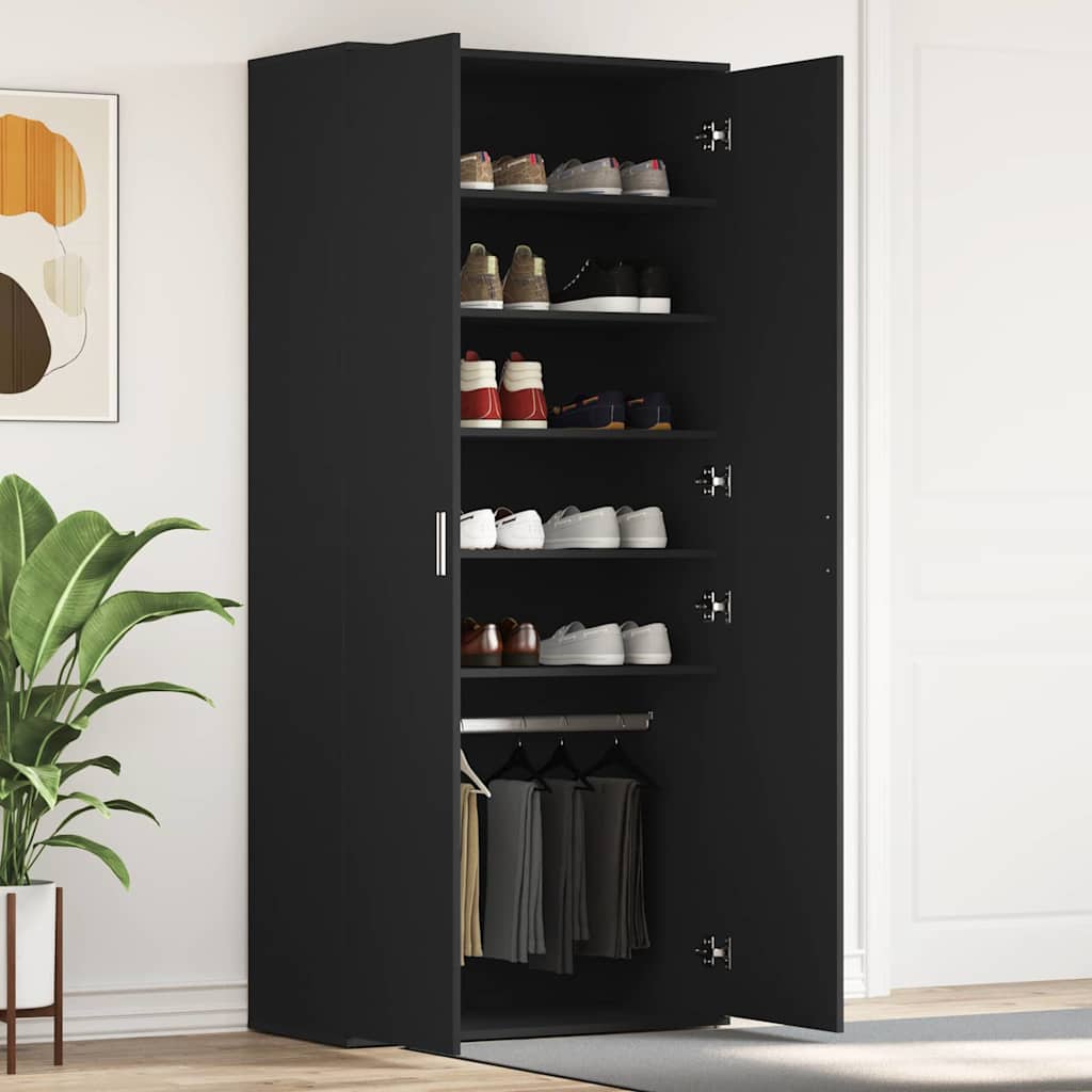 Shoe Cabinet 80 x 39 x 178 cm Engineered Wood Black