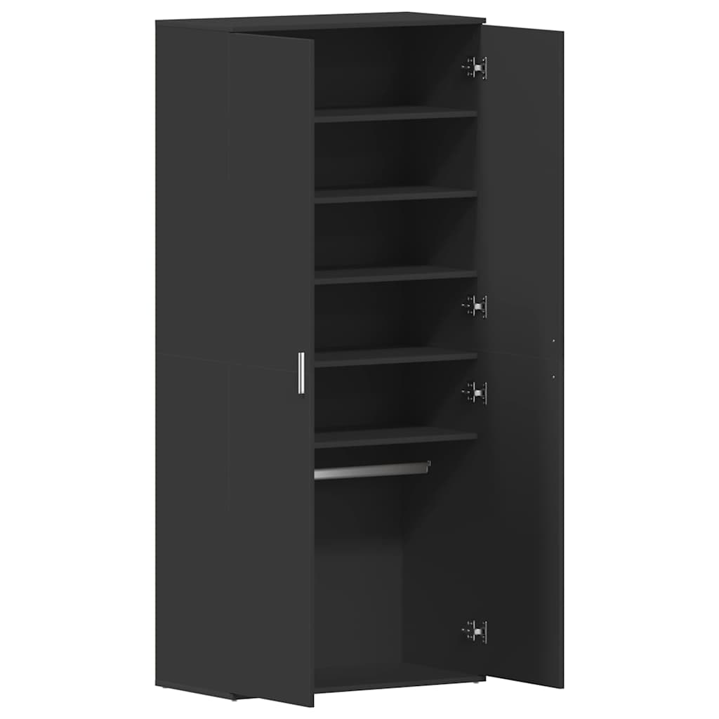 Shoe Cabinet 80 x 39 x 178 cm Engineered Wood Black
