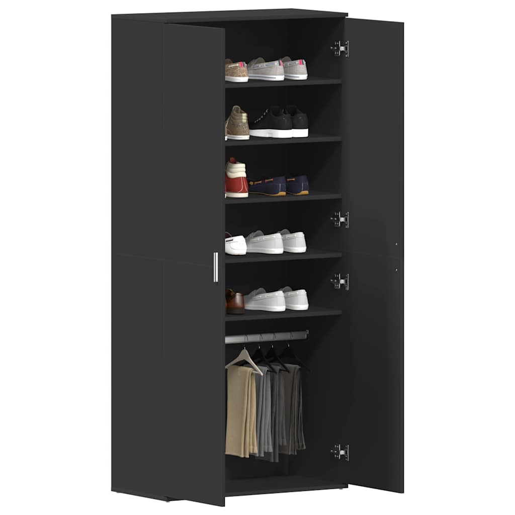 Shoe Cabinet 80 x 39 x 178 cm Engineered Wood Black