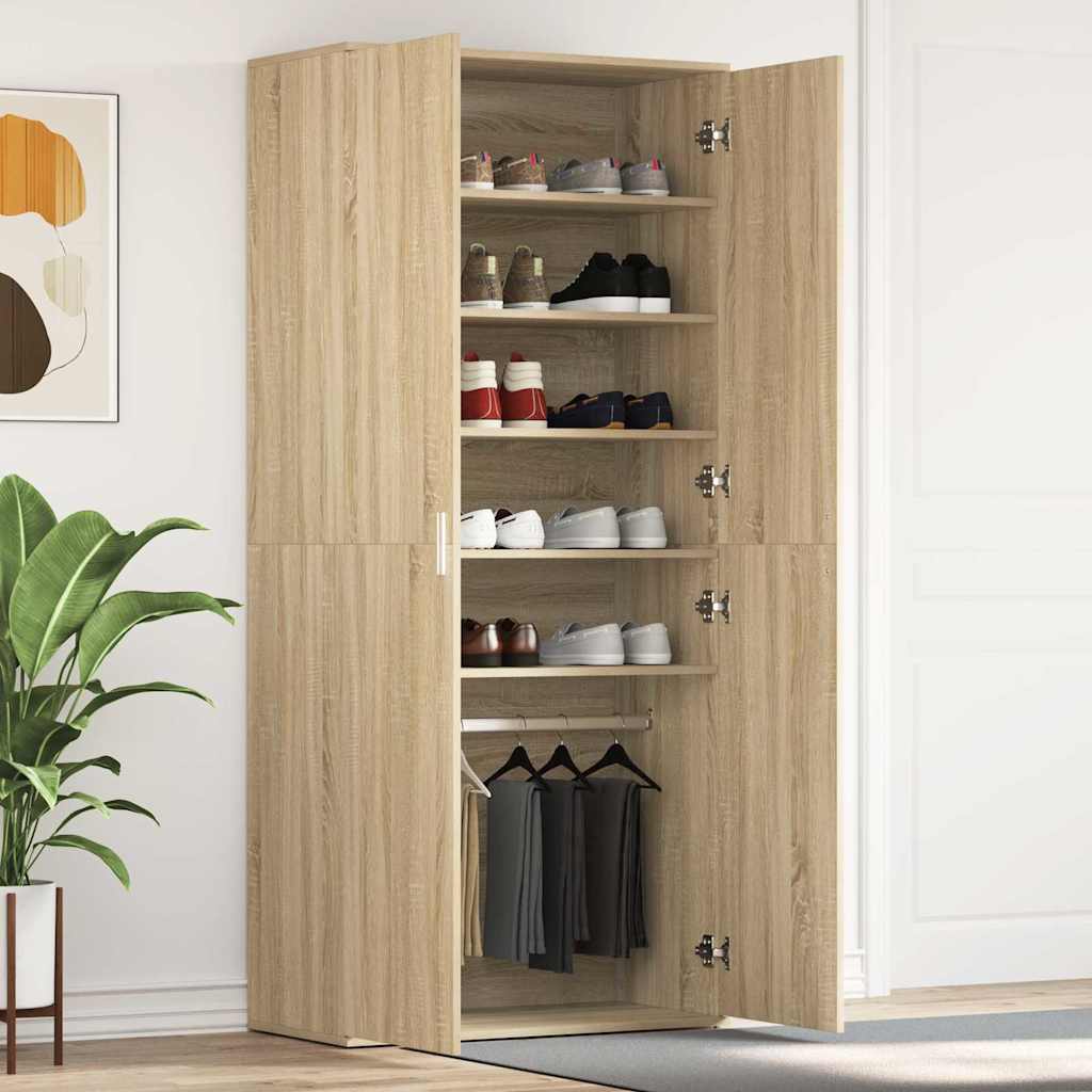 Shoe Cabinet 80 x 39 x 178 cm Engineered Wood Sonoma Oak