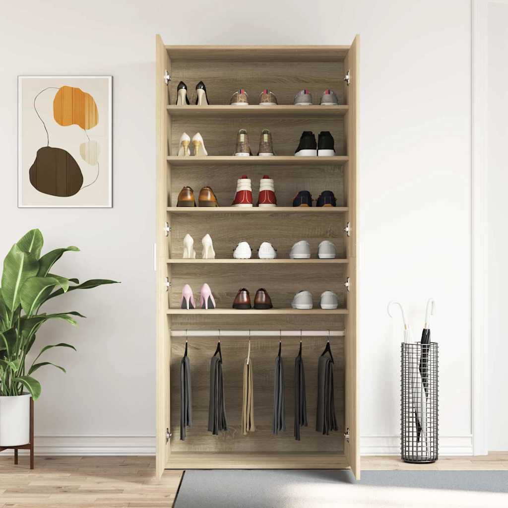 Shoe Cabinet 80 x 39 x 178 cm Engineered Wood Sonoma Oak