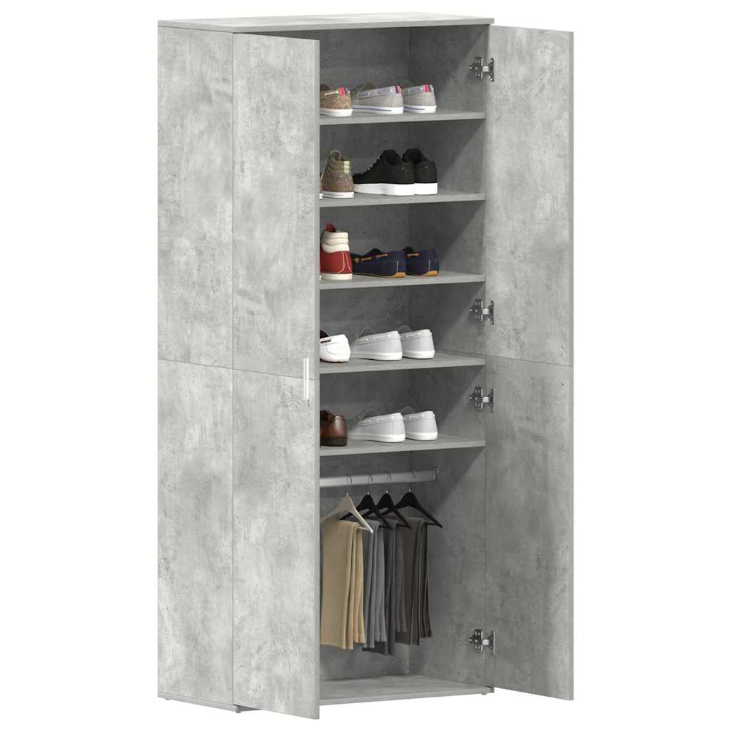 Shoe Cabinet 80 x 39 x 178 cm Engineered Wood Concrete Grey