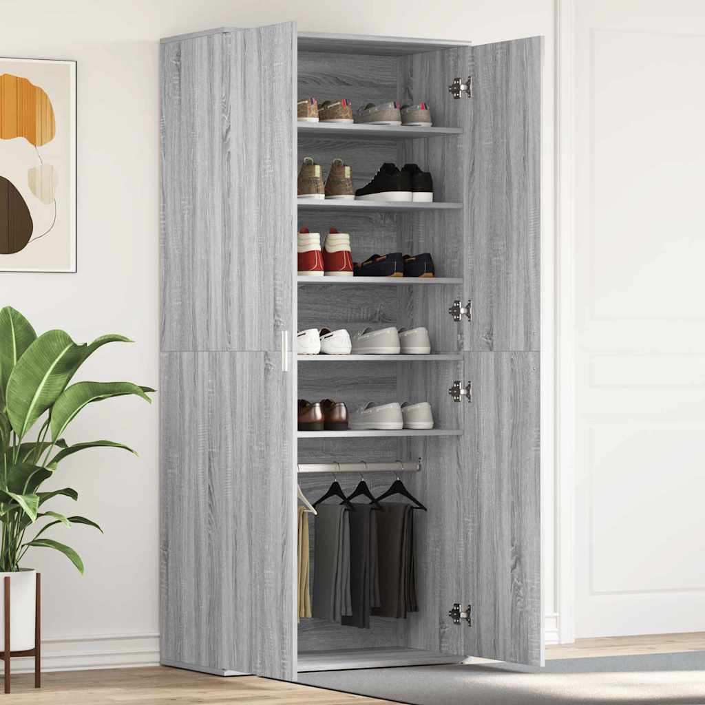 Shoe Cabinet 80 x 39 x 178 cm Engineered Wood Grey Sonoma